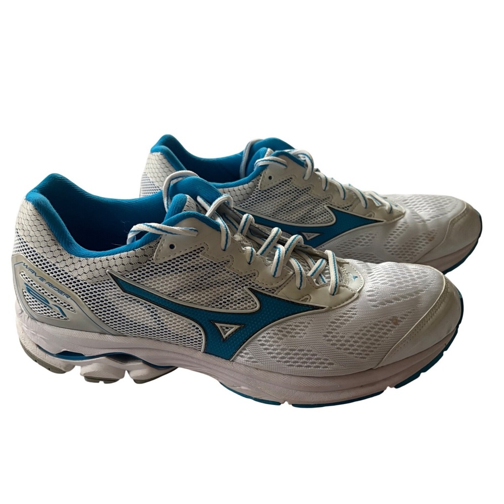 Mizuno Wave Running Shoes Mens‎ 10.5 White Blue Athletic Trainer Sneaker